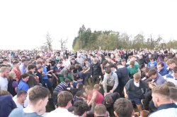 English villages face off in 'bottle kicking' beer barrel contest
