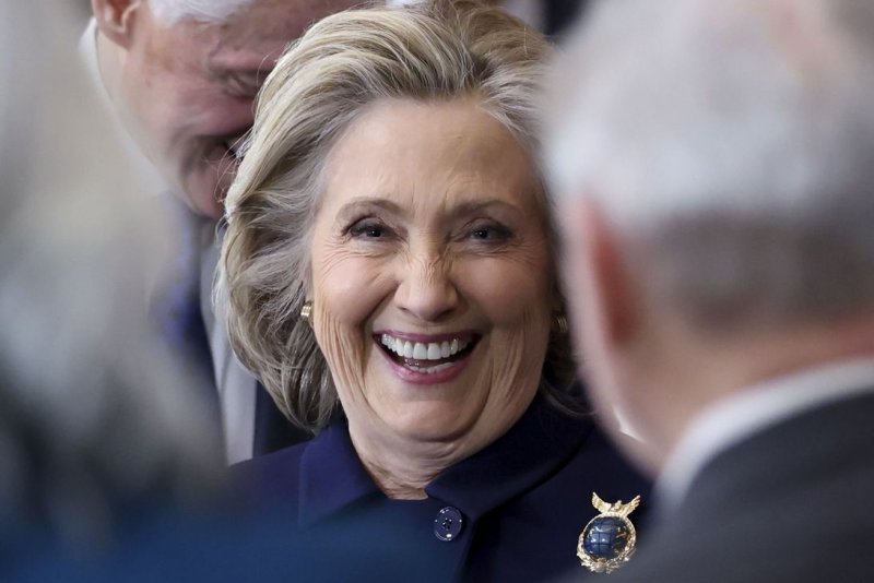 Former U.S. Secretary of State Hillary Clinton attends the Presidential Inauguration of Donald Trump at the Rotunda of the U.S. Capitol on Monday, January 20, 2025. File Photo by Kevin Lamarque/UPI