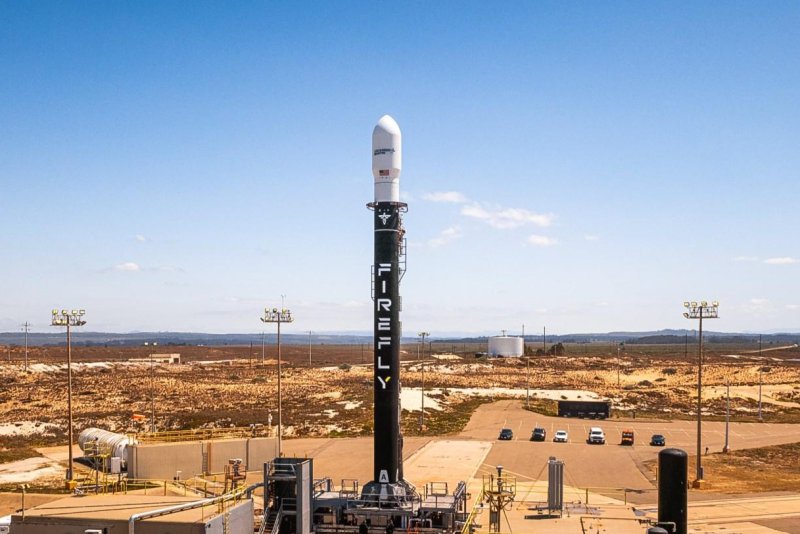 A Firefly Aerospace rocket was on the launch pad at Vandenburg Space Force. It lifted off Tuesday morning but the payload didn't go into orbit. Photo courtesy Firefly Aerospace.