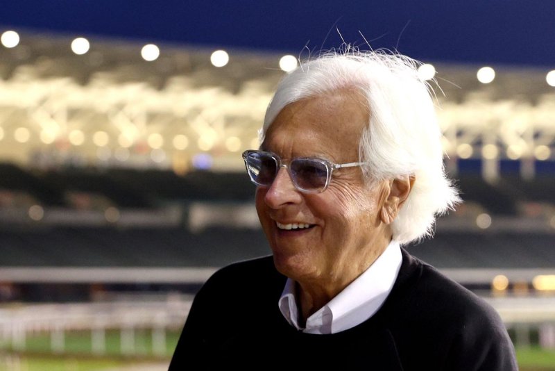 Bob Baffert, trainer of Citizen Bull watches his horse on the track as he prepares for the 151st running of the Kentucky Derby on Saturday at Churchill Downs in Louisville, Ky. Photo by John Sommers II/UPI