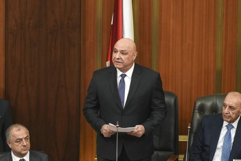 Major General Mohamad al Mustafa, the Secretary-General of the Higher Defense Council, warned Hamas against firing missiles into Israel from territory in Lebanon after a meeting with President Joseph Aoun, pictured here. File Photo by Rahim Rhéa/UPi..